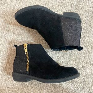 Black suede sparkle boots. Kids 12
